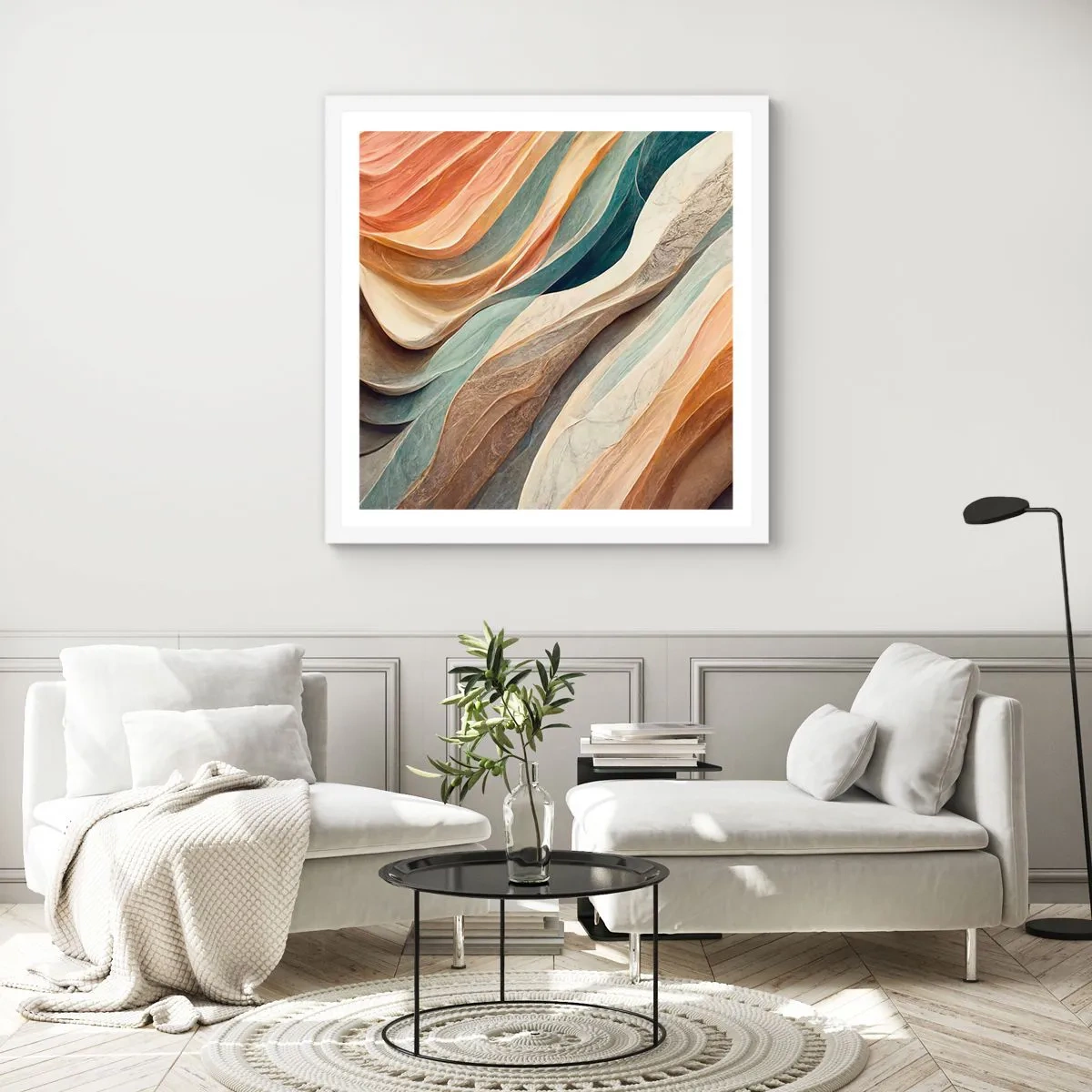 Poster in een witte lijst - Het moment vóór de verandering - 40x40 cm