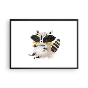 Poster in een zwarte lijst - Mijn vriend de wasbeer - 70x50 cm