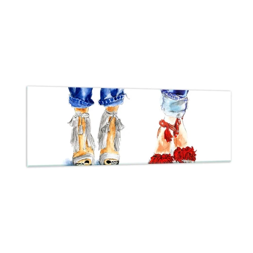 Schilderen op glas - Misschien gaan we wandelen? - 90x30 cm