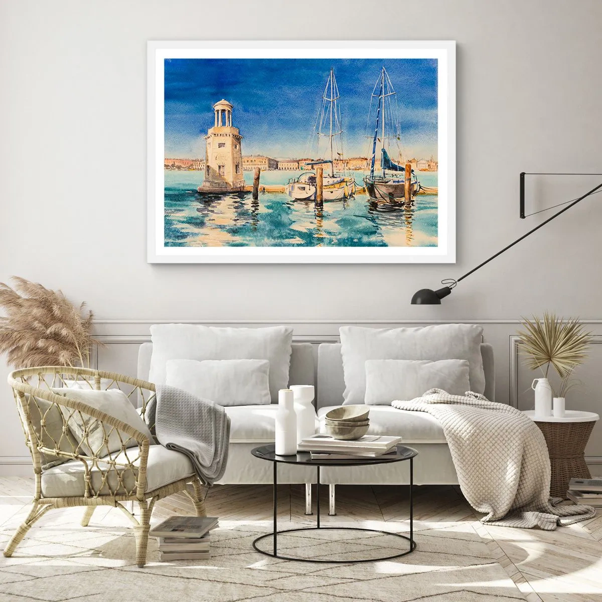 Poster in een witte lijst - Zonnige lagune - 100x70 cm