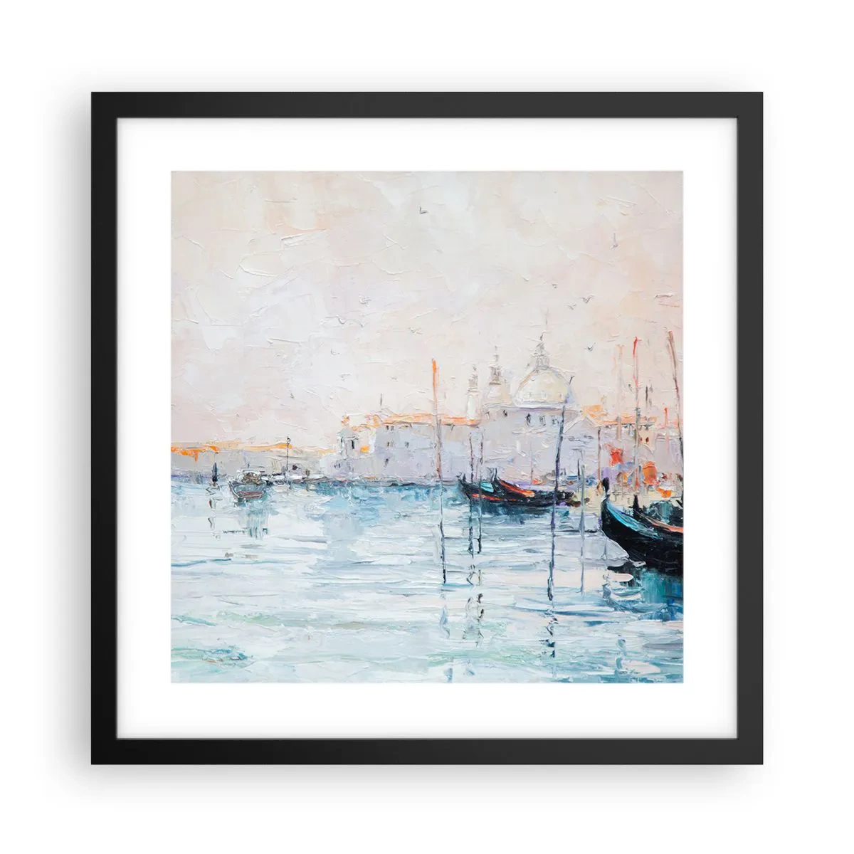 Poster in een zwarte lijst - Achter het water, achter de mist - 40x40 cm