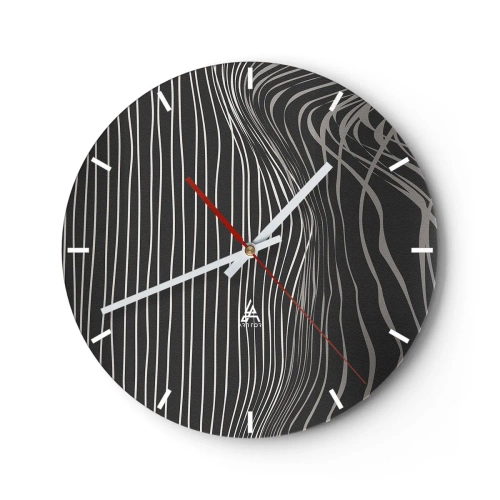 Wandklok - Klok - Abstracte lijnen op een donkere achtergrond - 30x30cm - Ritme en accent - Moderne wanddecoratie voor woonkamer, keuken en slaapkamer ARTTOR