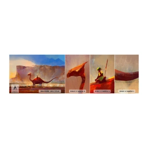Fotobehang Staaltje Standard Eco - Als ze niet waren uitgestorven - Abstractie, Dinosaurus, Fantasie - 100x30 cm