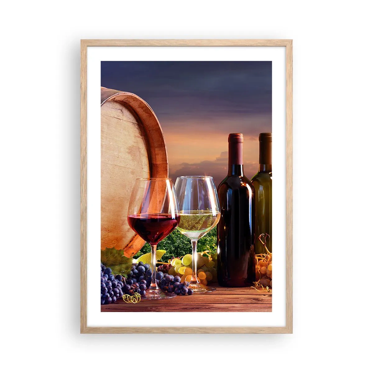 Een poster in een licht eiken lijst - Het leven smaakt hier - 50x70 cm