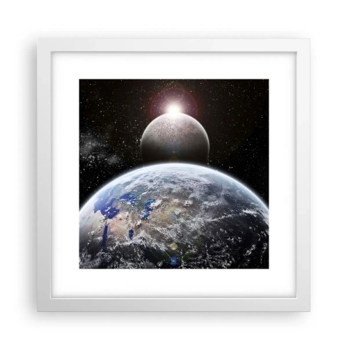 Poster in een witte lijst - Kosmisch landschap - zonsopgang - 30x30 cm