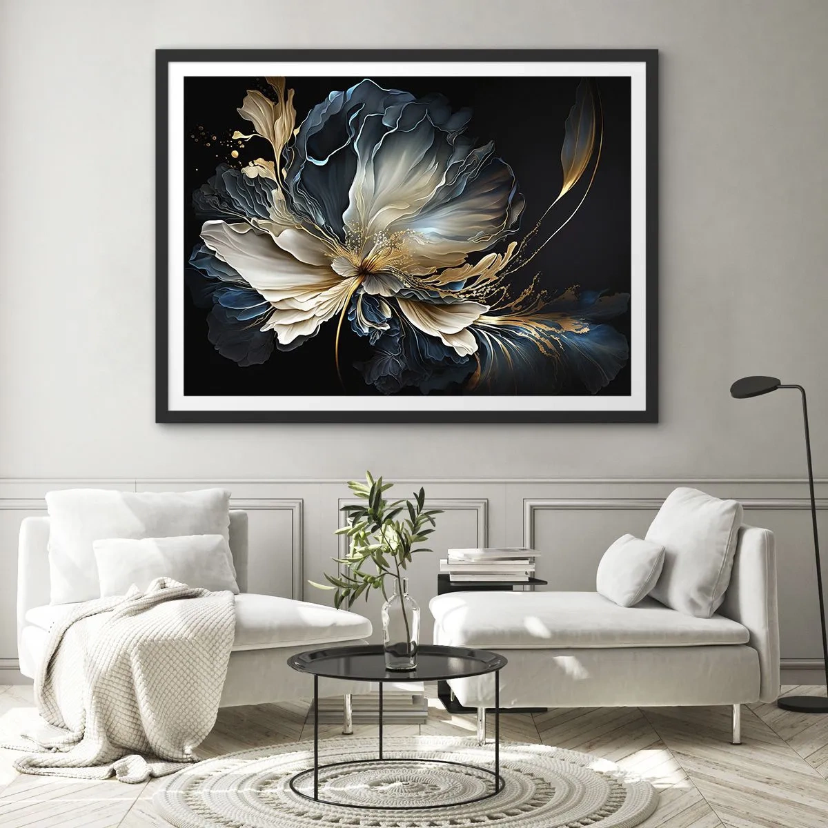Poster in een zwarte lijst - Sprookjesachtige varenbloem - 70x50 cm