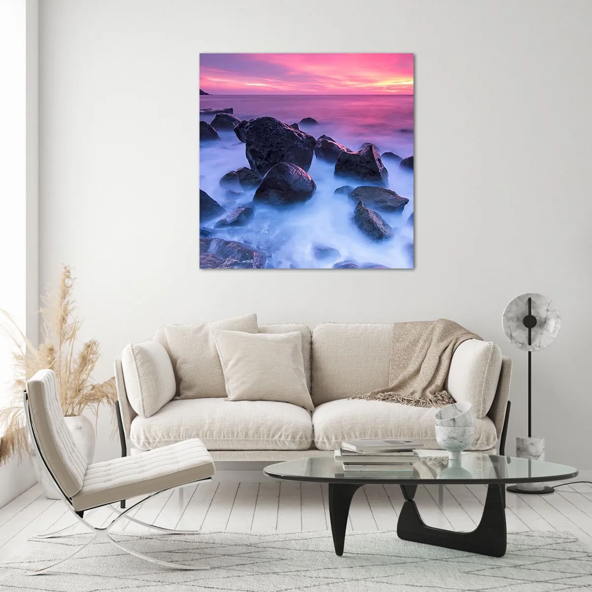 Schilderen op glas - Geboorte in licht en mist - 40x40 cm