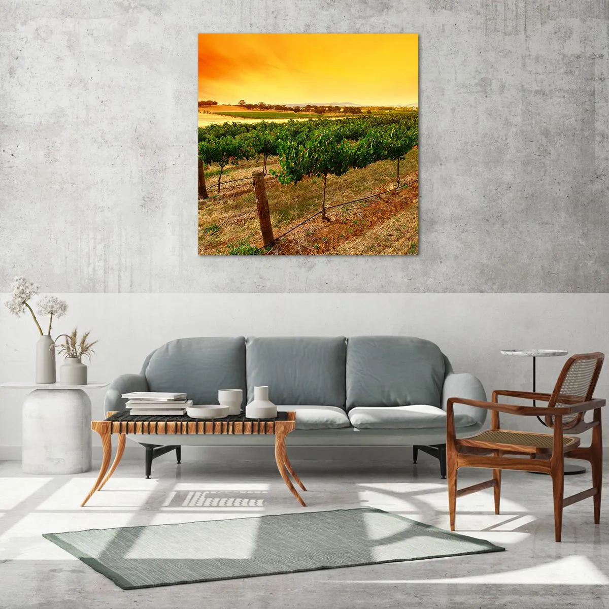 Schilderen op glas - Neem een drankje van de zon - 60x60 cm