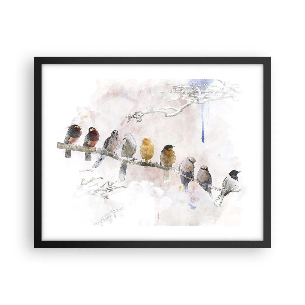 Poster in een zwarte lijst - Gevleugelde ontmoeting - 50x40 cm