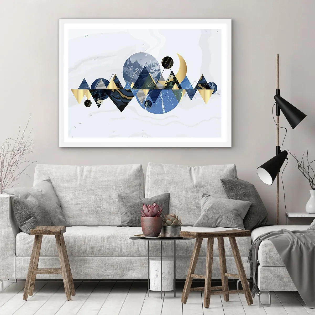 Poster in een witte lijst - Geometrisch landschap - 40x30 cm
