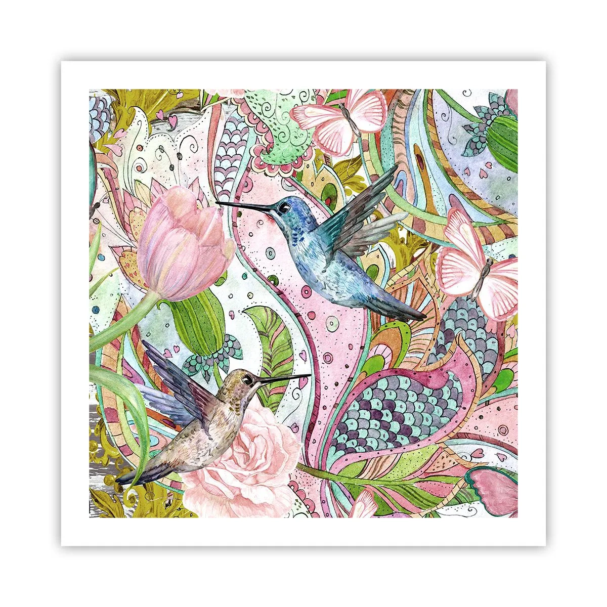 Poster - Verstrikt in wijnstokken - 60x60 cm