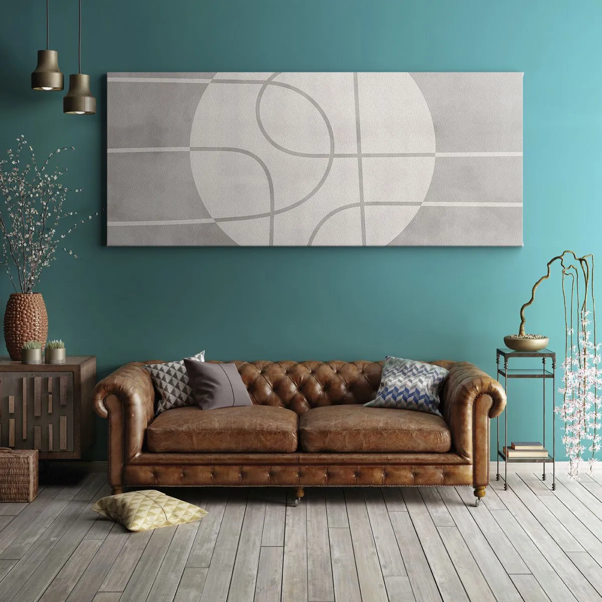 Schilderen op canvas - Rond en rechtdoor - 100x40 cm