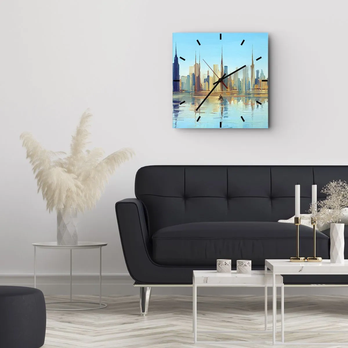 Wandklok - Klok - Een zonnige metropool - 40x40 cm