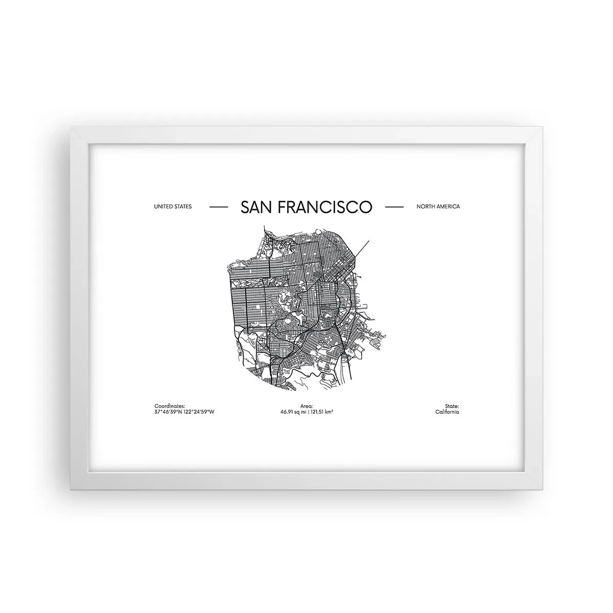 Poster in een witte lijst - Anatomie van San Francisco - 40x30 cm