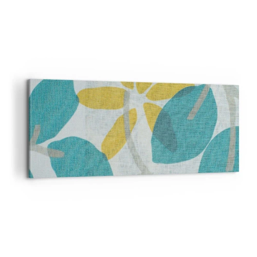 Schilderen op canvas - Tussen de azuurblauwe bladeren - 100x40 cm