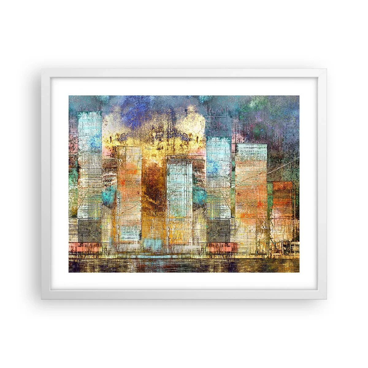 Poster in een witte lijst - Een zonnige metropool - 50x40 cm