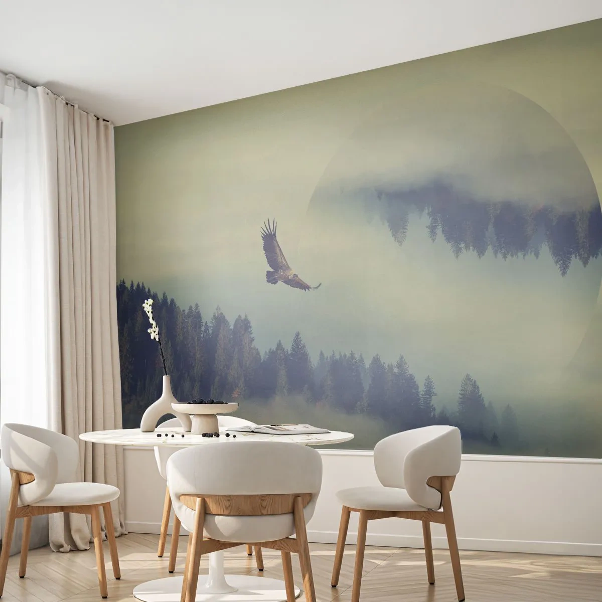 Fotobehang Premium Sand - Ik zag de schaduw van een adelaar - Adelaar, Vogel, Woud - 100x70 cm