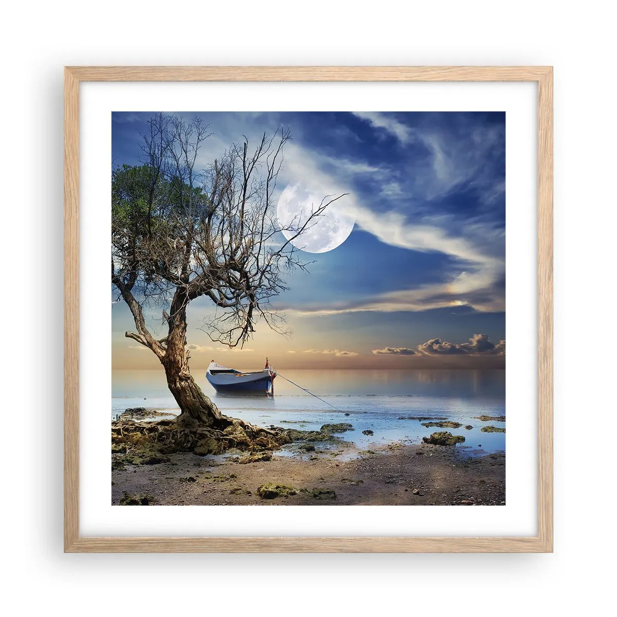 Een poster in een licht eiken lijst - Is dit het einde of het begin? - 50x50 cm