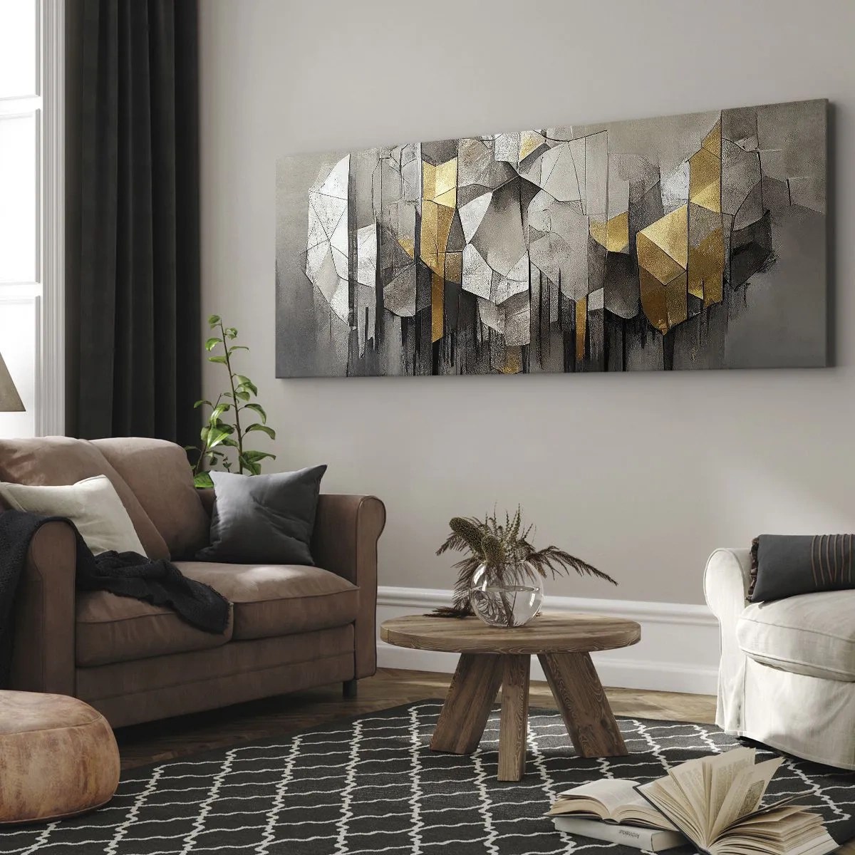 Schilderen op canvas - Compositie van ijs en licht - 100x40 cm