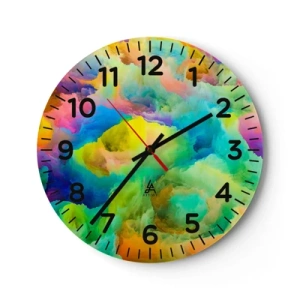 Wandklok - Klok - Regenboog dons - 30x30 cm