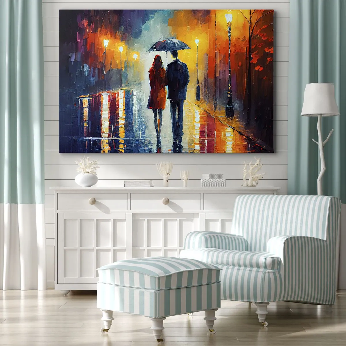 Schilderen op canvas - Samen – een kleurrijke nacht - 100x70 cm