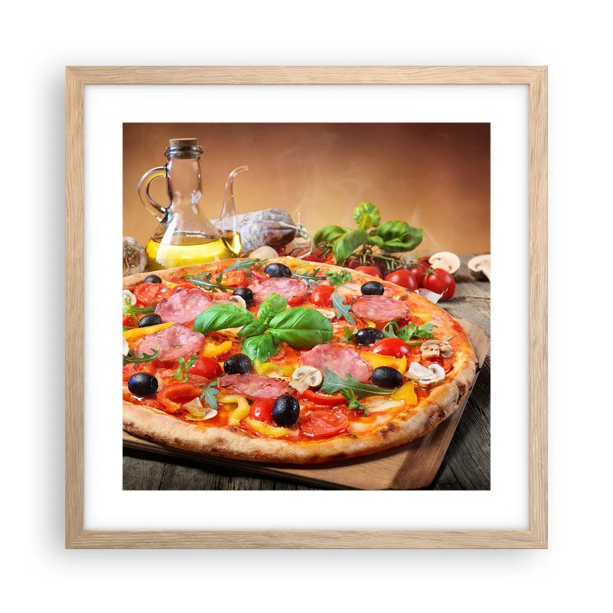 Een poster in een licht eiken lijst - Met echte Italiaanse smaak - 40x40 cm