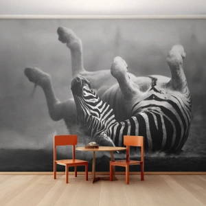 Fotobehang Standard Eco - Niet alleen het paard zou lachen - Dieren, Ribben, Natuur - 250x175 cm
