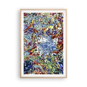 Een poster in een licht eiken lijst - Glas in lood druppel - 61x91 cm