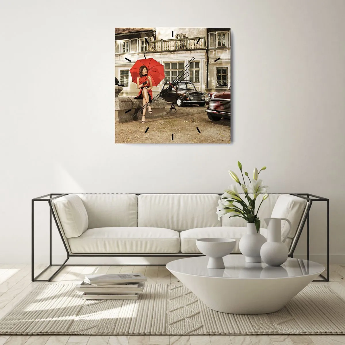 Wandklok - Klok - Een sentimentele mini-reis - 40x40 cm