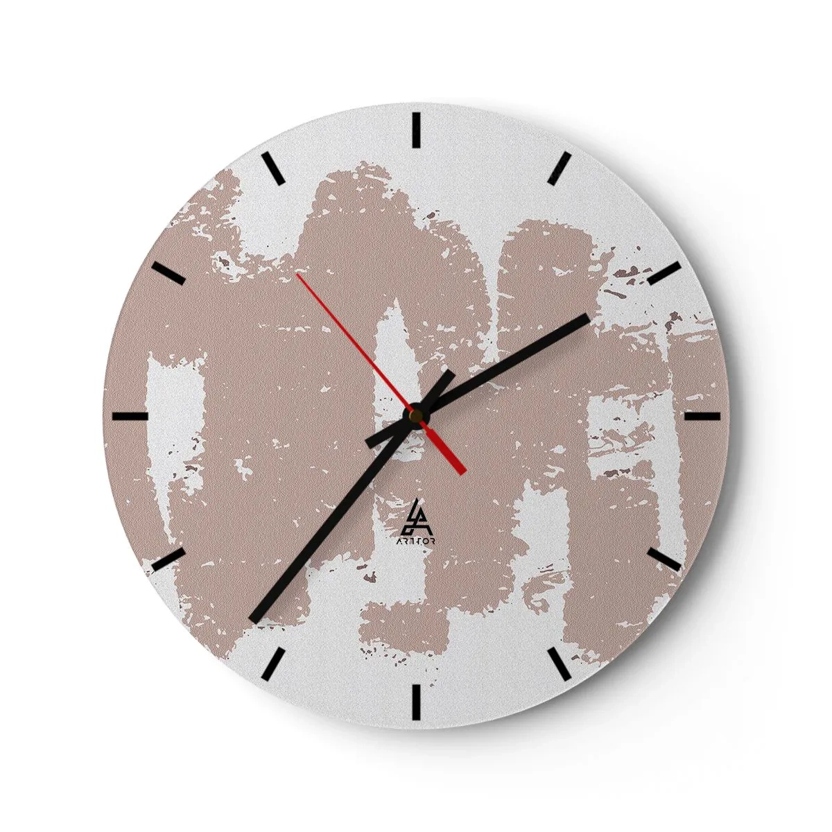 Wandklok - Klok - Textuurabstractie in tinten poederroze - 30x30cm - Abstractie in zachtroze - Moderne wanddecoratie voor woonkamer, keuken en slaapkamer ARTTOR