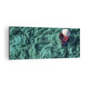 Schilderen op canvas - In een zee van netten - 100x40 cm