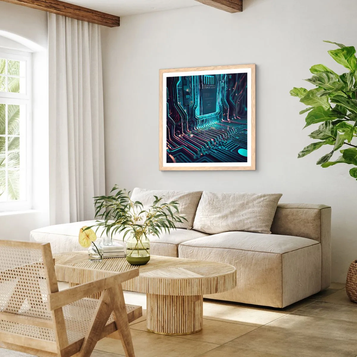 Een poster in een licht eiken lijst - Ik ben aan het denken… - 30x30 cm