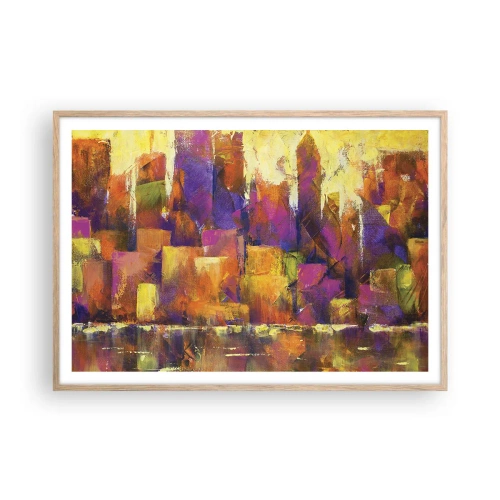 Een poster in een licht eiken lijst - Metropolitan compositie - 100x70 cm