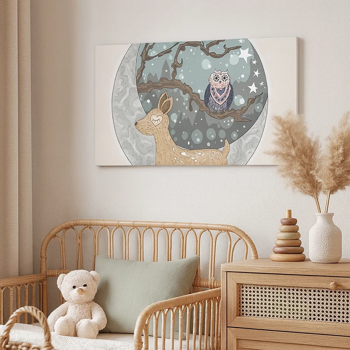 Schilderen op canvas - Een sprookjesachtige bosnacht - 30x30 cm