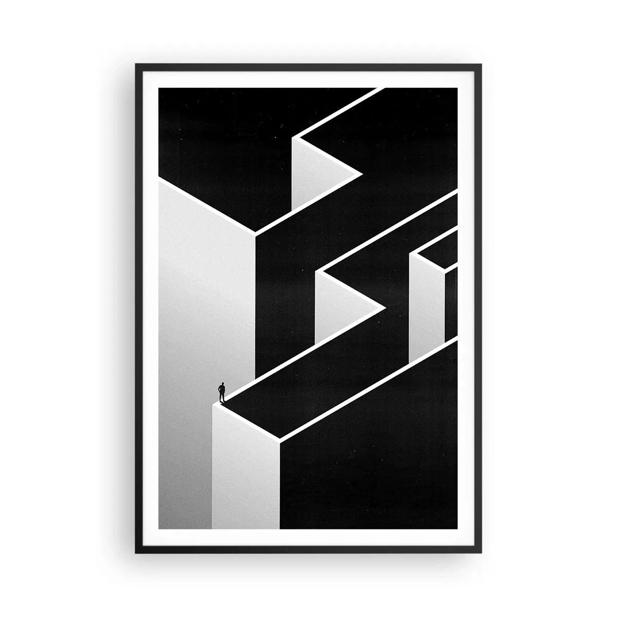 Poster in een zwarte lijst - Eenzaamheid op de top - 70x100 cm