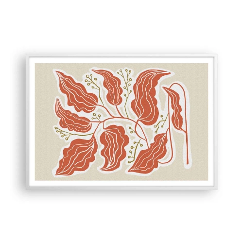 Poster in een witte lijst - Folk en koraal - 100x70 cm