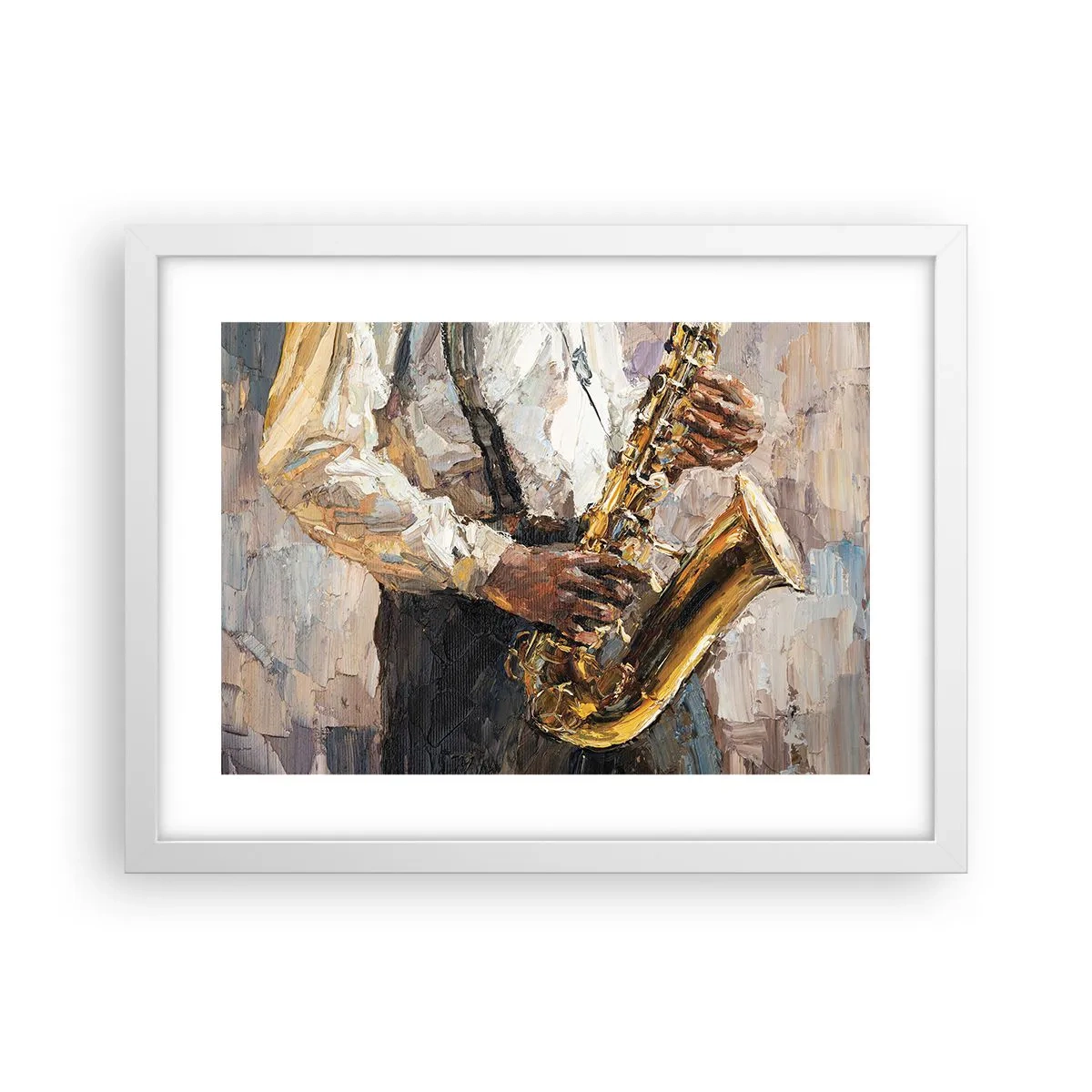 Poster in een witte lijst - Tijd om te solo te spelen - 40x30 cm