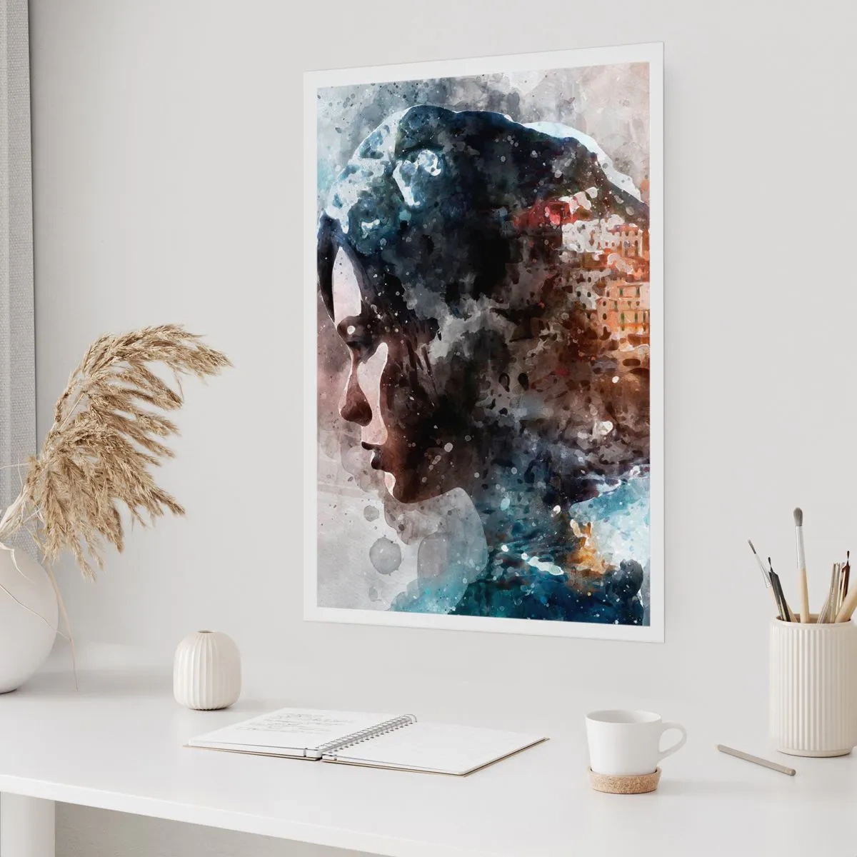 Poster - Een verhaal over een meisje met een stad op de achtergrond - 40x50 cm