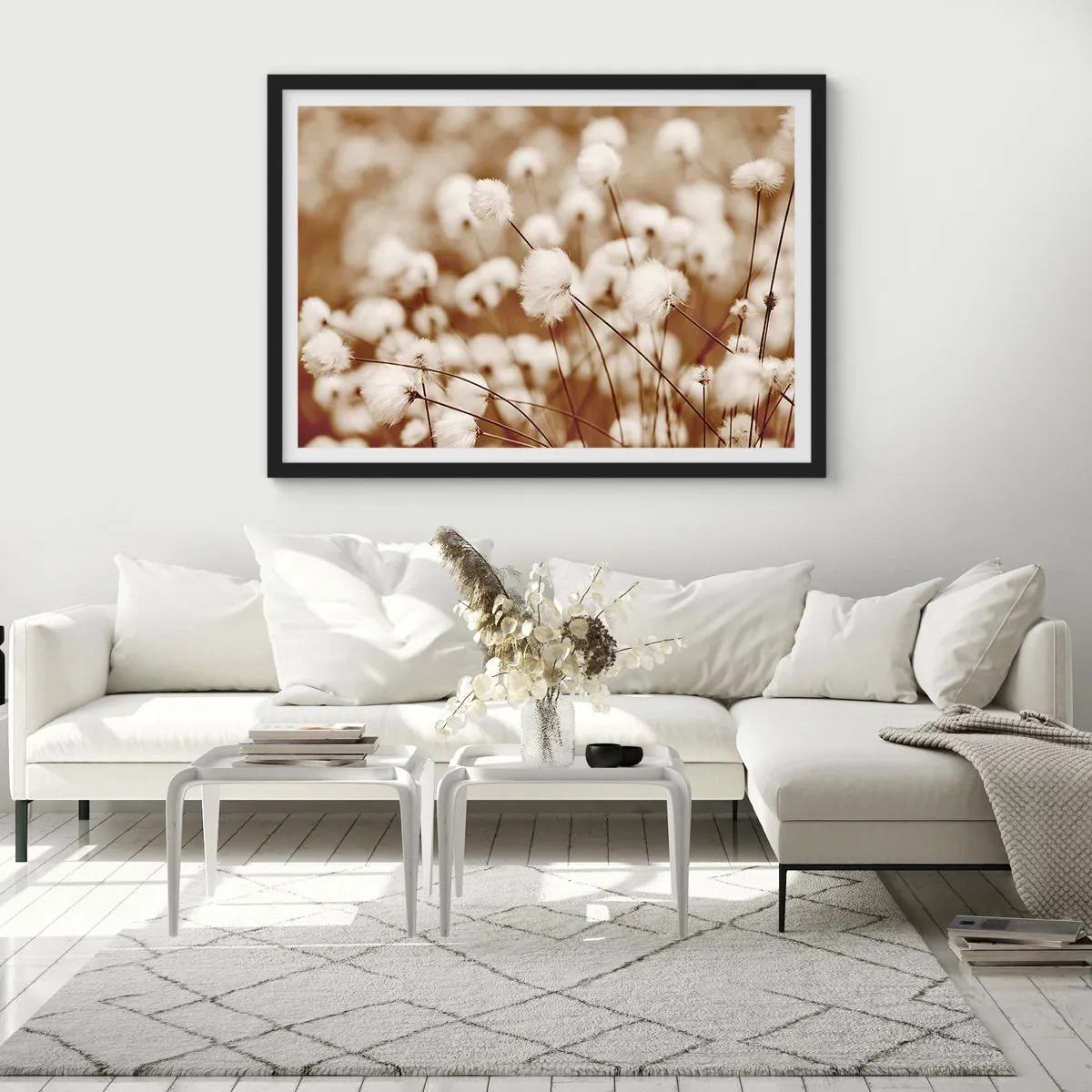 Poster in een zwarte lijst - Pluizig korenveld - 70x50 cm