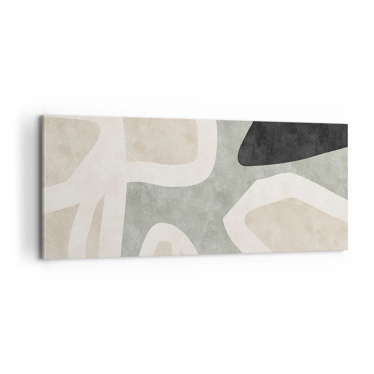 Schilderen op canvas - Compositie met een zwart motief - 100x40 cm
