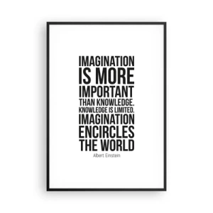 Poster in een zwarte lijst - Einstein over de kracht van verbeelding - 70x100 cm