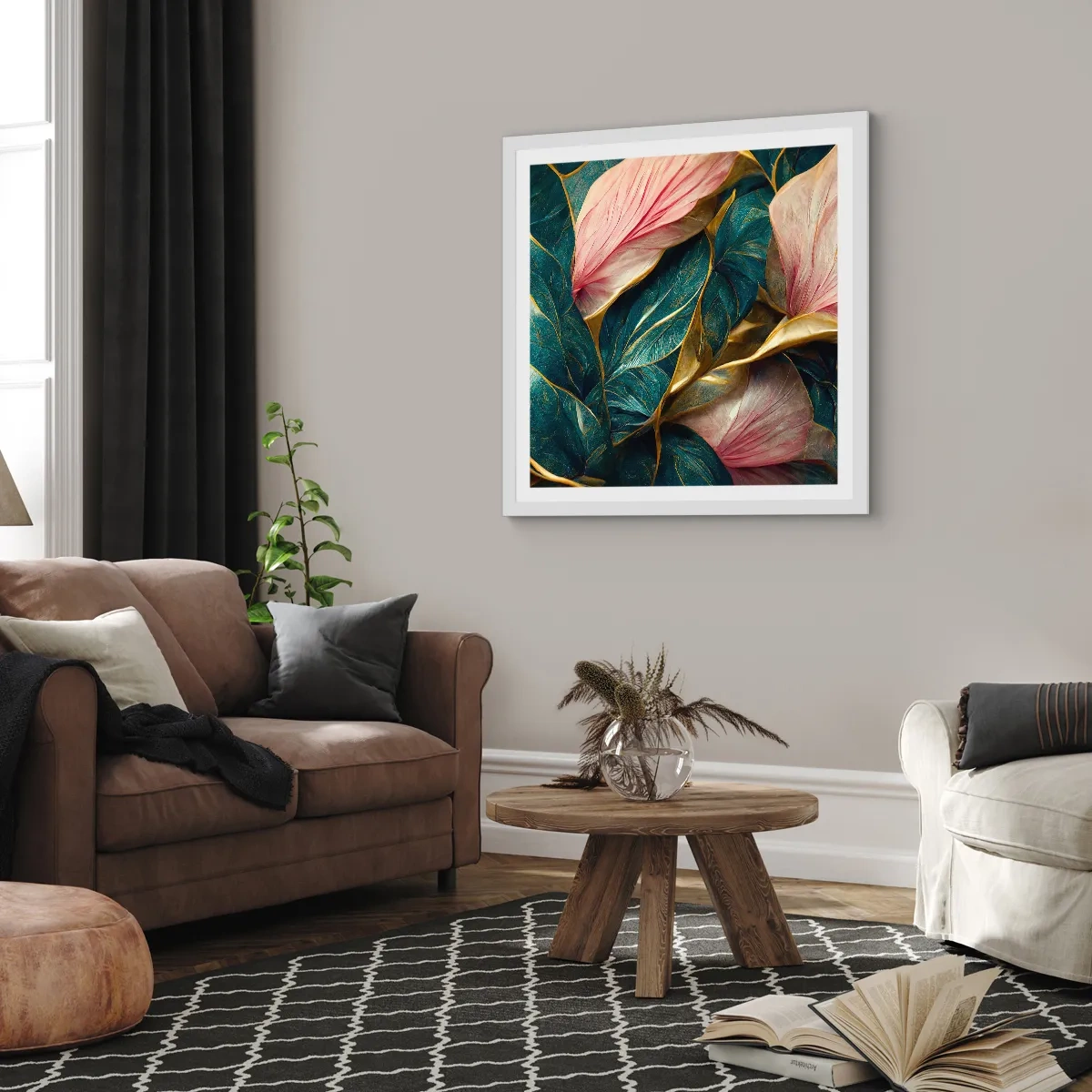 Poster in een witte lijst - Natuurlijke elegantie en stijl - 30x30 cm