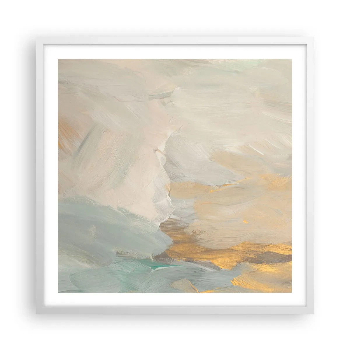 Poster in een witte lijst - Abstractie – het land van zachtheid - 60x60 cm