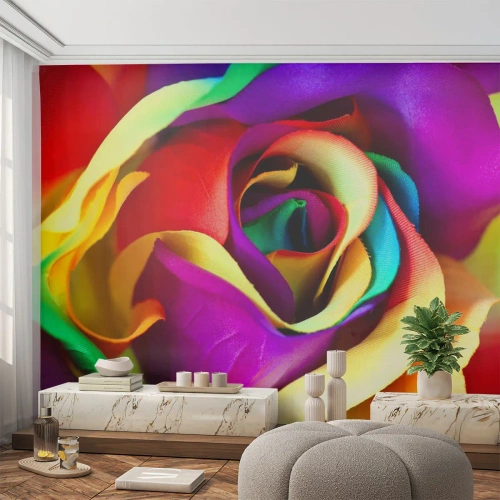 Zelfklevend Fotobehang Deluxe Sticker - Het is onmogelijk - Abstractie, Bloem, Kleurrijke roos - 150x105 cm
