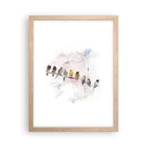 Een poster in een licht eiken lijst - Gevleugelde ontmoeting - 30x40 cm