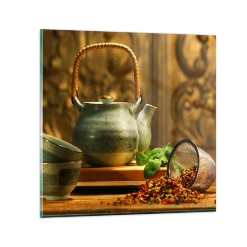 Schilderen op glas - Verhandeling over het drinken van thee - 30x30 cm
