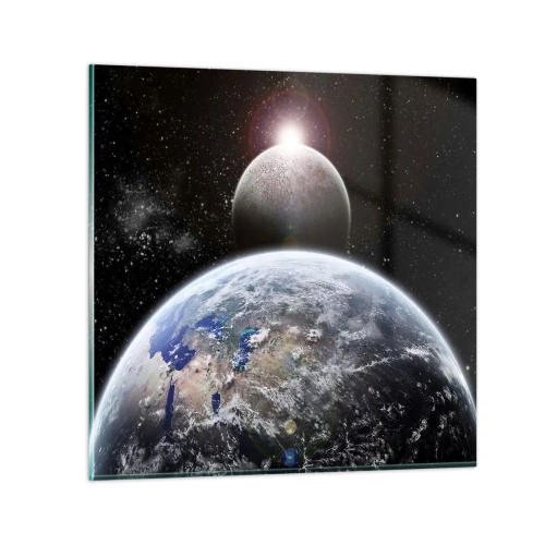Schilderen op glas - Kosmisch landschap - zonsopgang - 30x30 cm