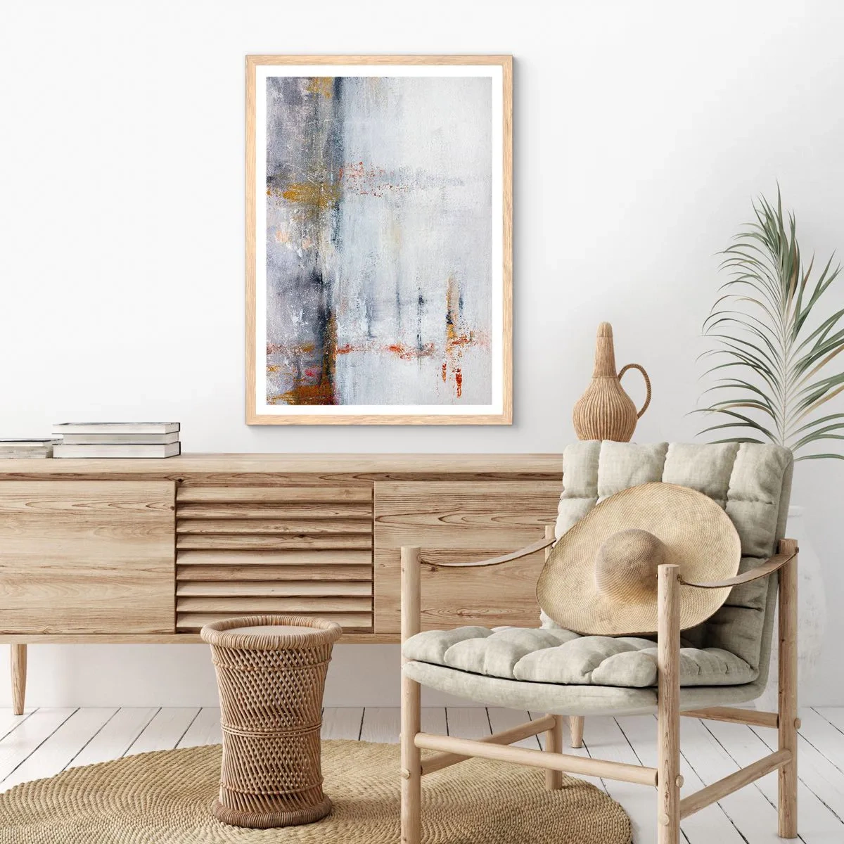 Een poster in een licht eiken lijst - Achter de luchtgordijn - 30x40 cm