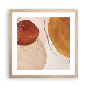 Een poster in een licht eiken lijst - Rondheid en beweging - 40x40 cm