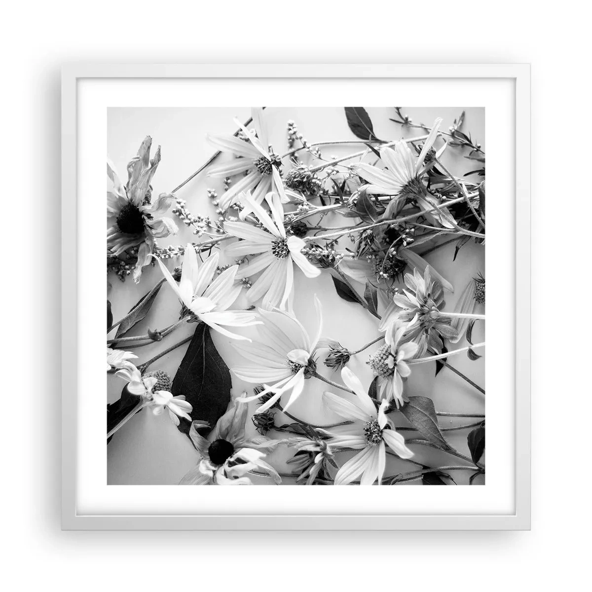 Poster in een witte lijst - Niet-boeket bloemen - 50x50 cm